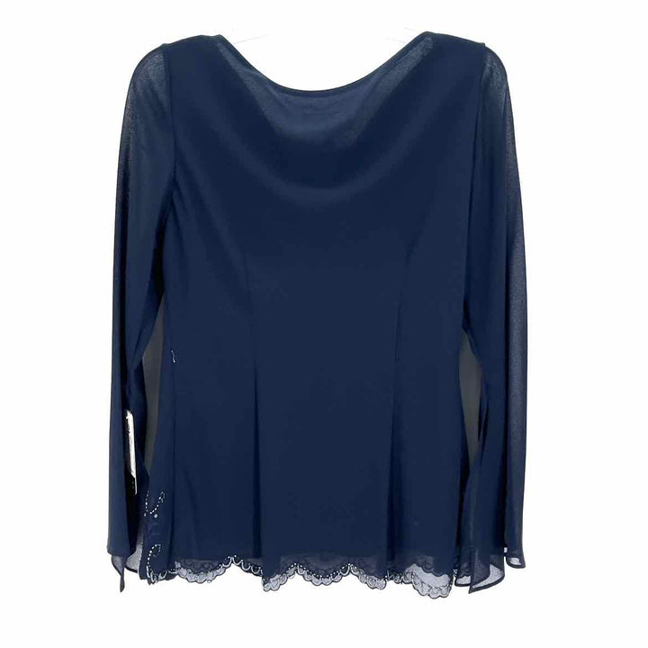 Size 12 Sandra Darren Navy Chiffon Sequined 2 PC Dress