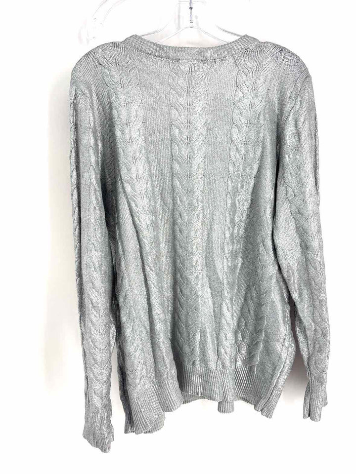 Size 2X CROWN &amp; IVY Silver Knit Sweater