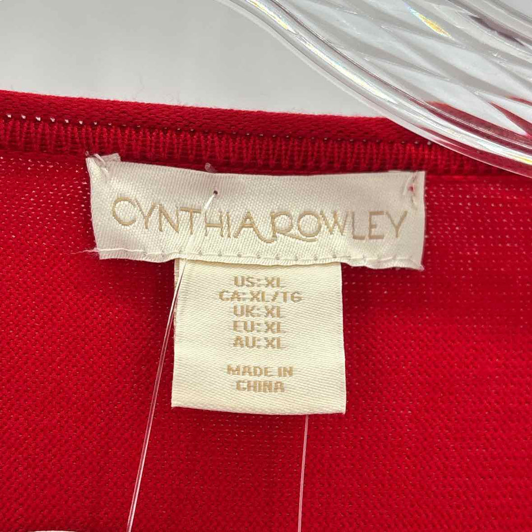 Size XL CYNTHIA ROWLEY Red Knit Sweater