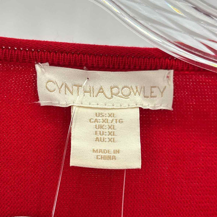 Size XL CYNTHIA ROWLEY Red Knit Sweater