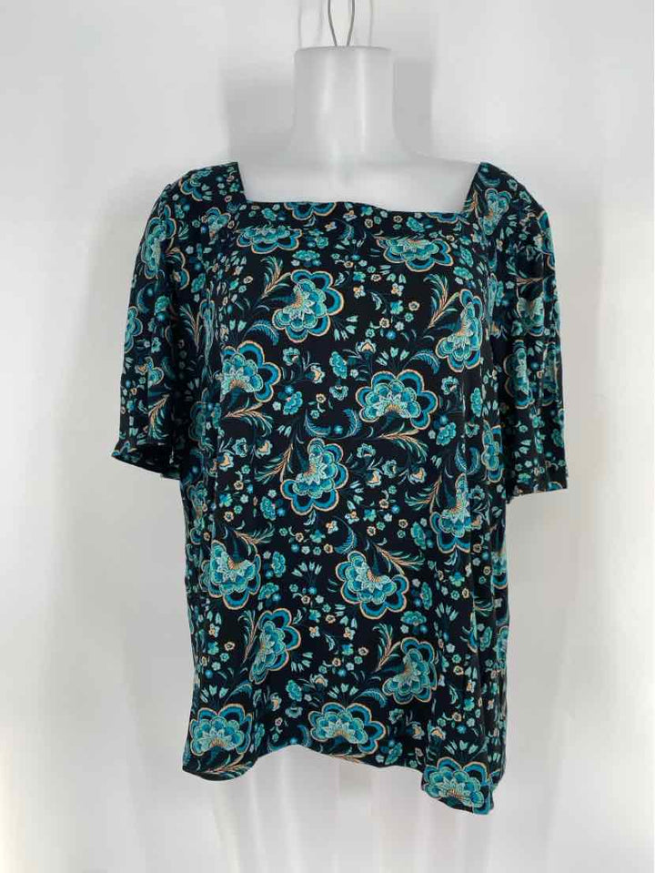 Size L J JILL Black Print Shirt