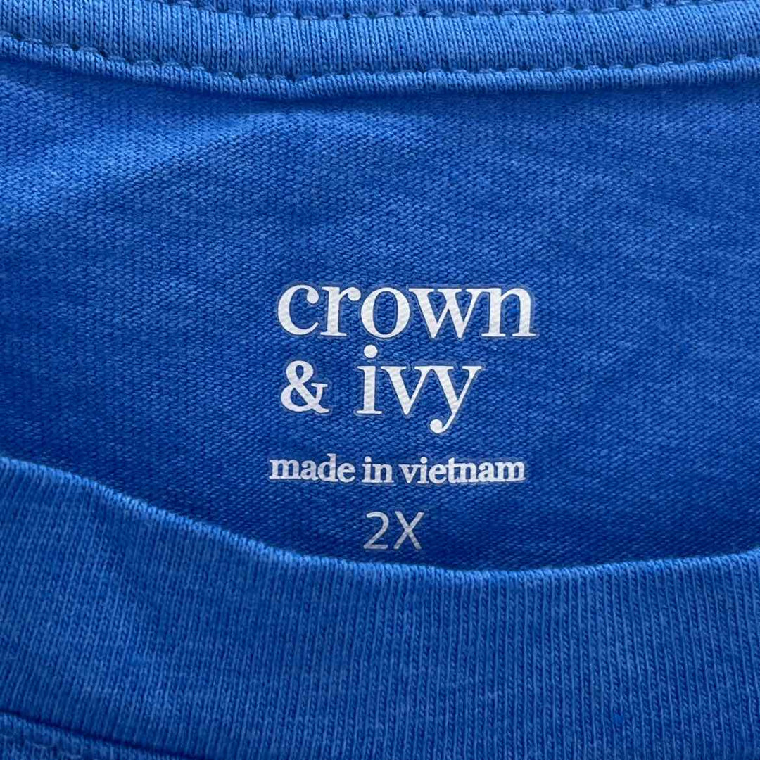 Size 2X CROWN & IVY Blue Knit Shirt