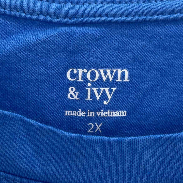 Size 2X CROWN & IVY Blue Knit Shirt