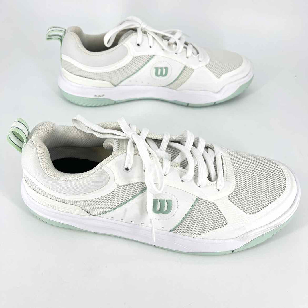 Shoe Size 8.5 White Faux Leather Mesh Sneakers