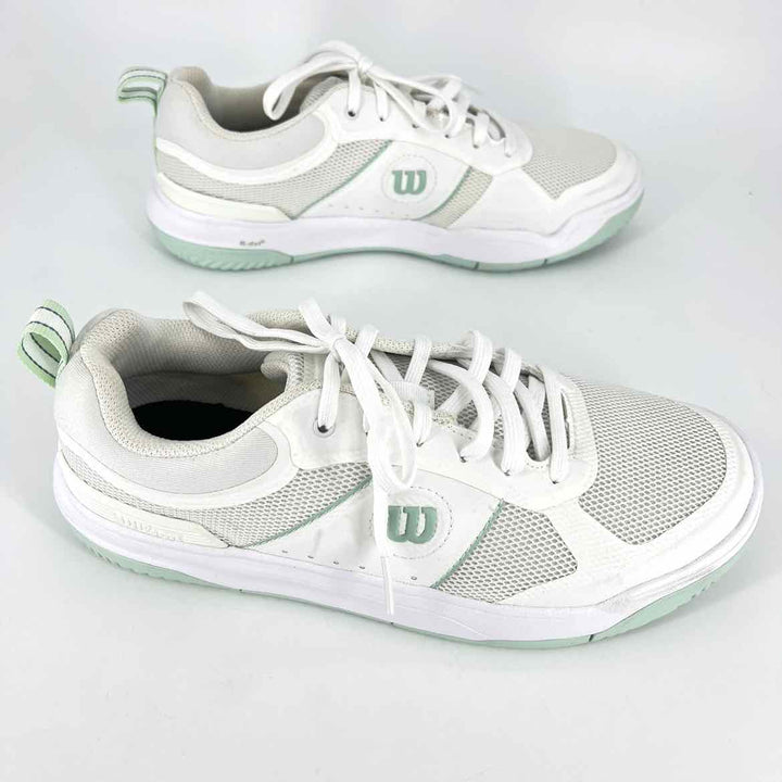 Shoe Size 8.5 White Faux Leather Mesh Sneakers