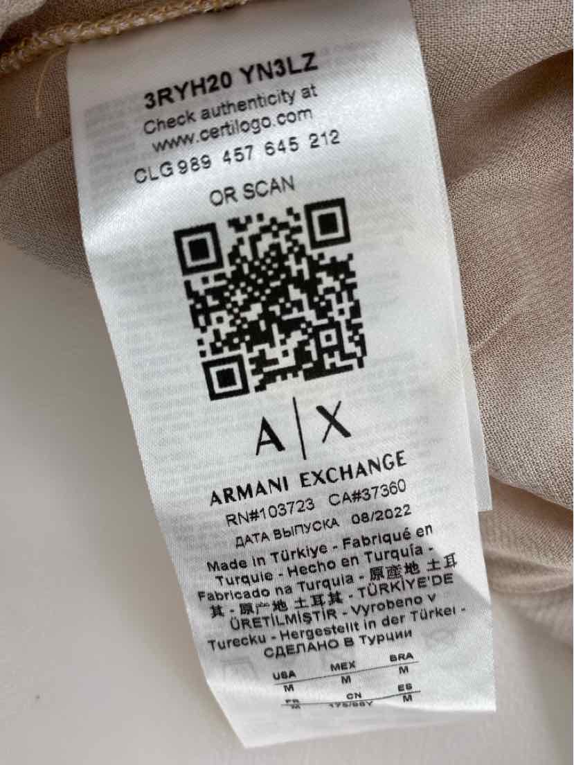 Size M ARMANI EXCHANGE Tan Shirt