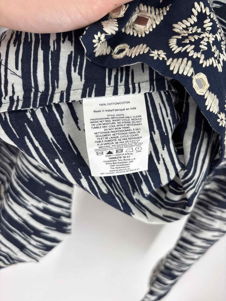 Size 8 Tory Burch Navy Print Shirt