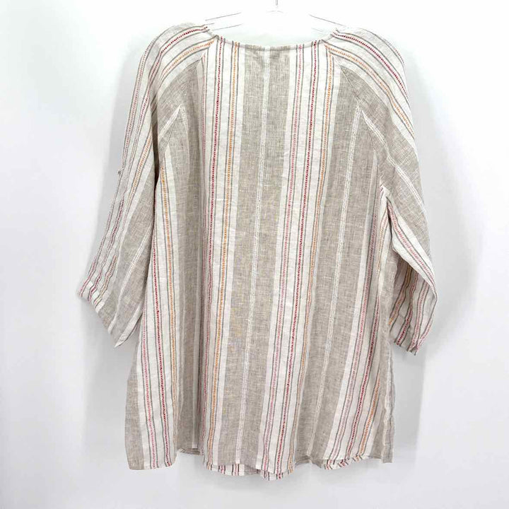 Size XL J JILL White Print Linen Shirt