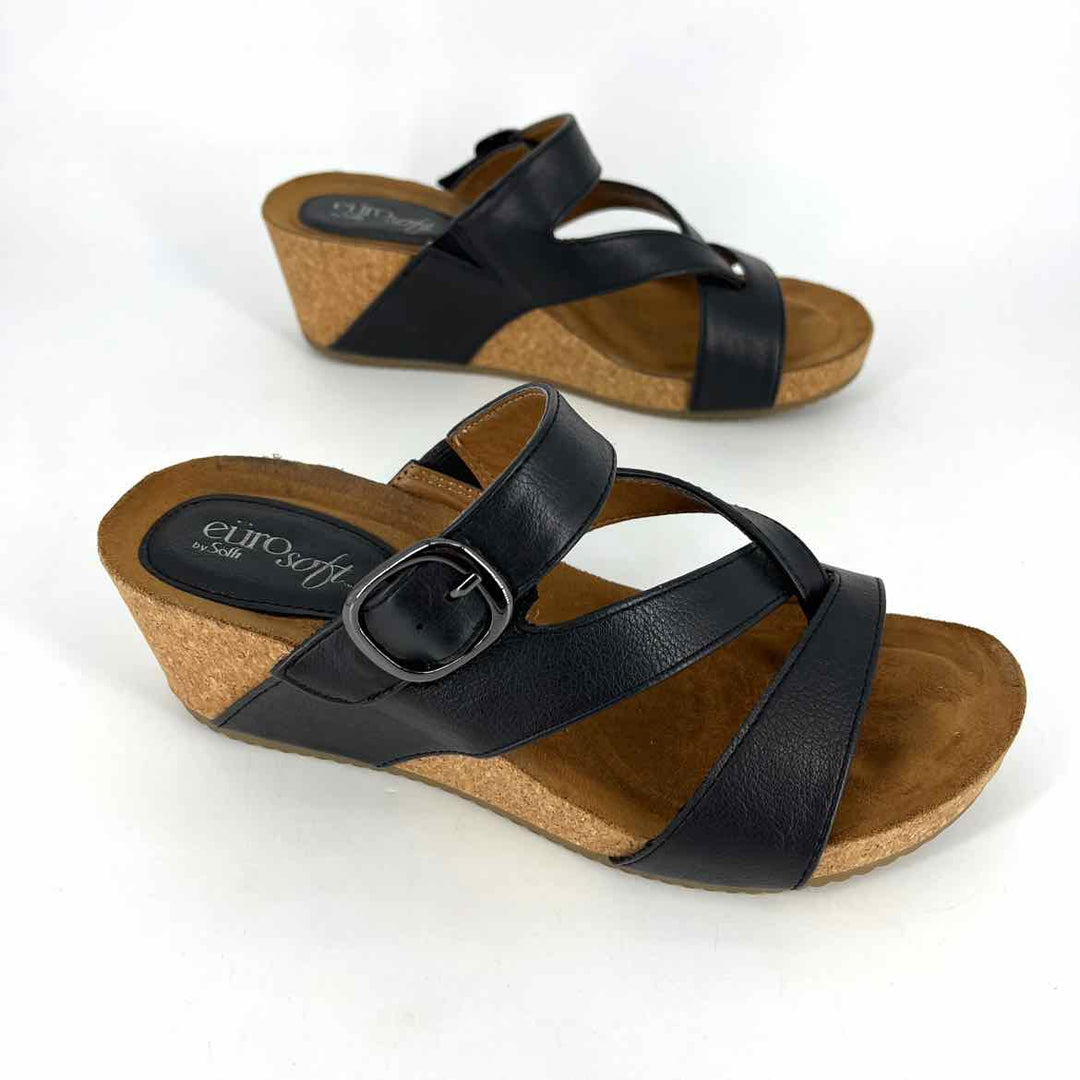 Shoe Size 7 SOFFT Black Faux Leather Sandals