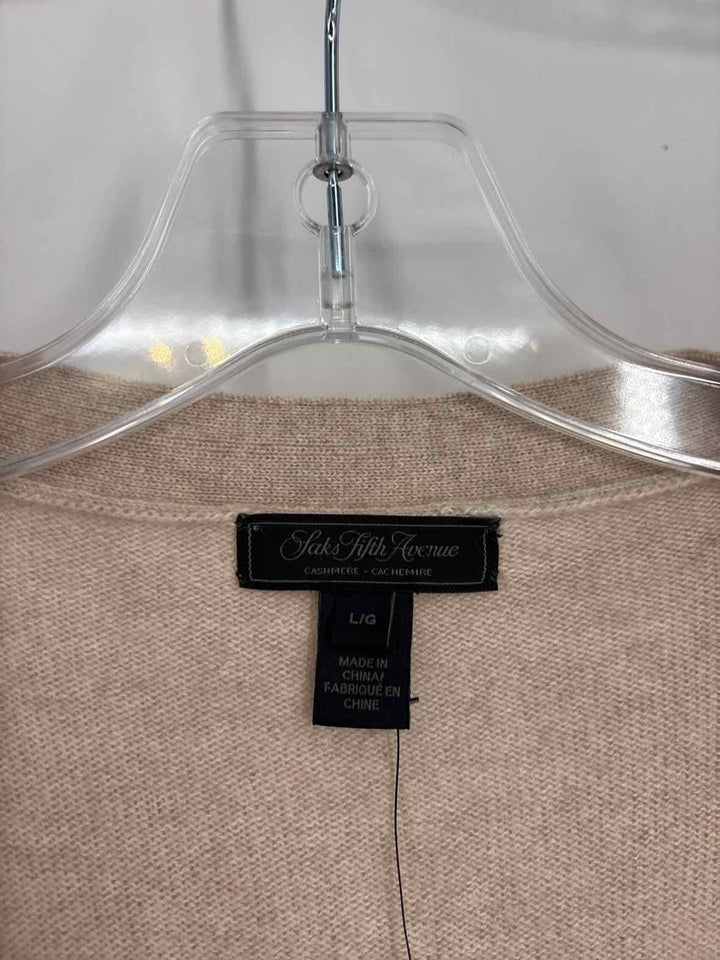 Size L SAKS FIFTH AVENUE Tan Cashmere Cardigan