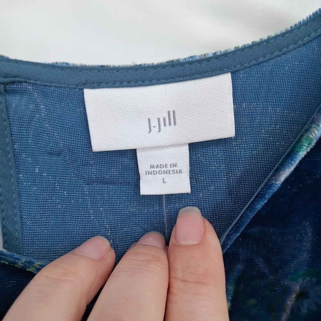 Size L J JILL Blue Velour Sweater