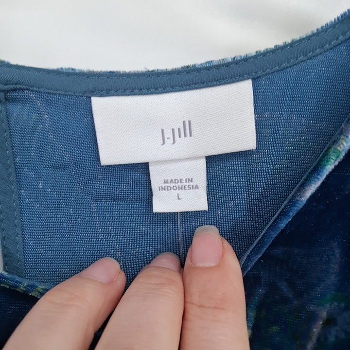 Size L J JILL Blue Velour Sweater