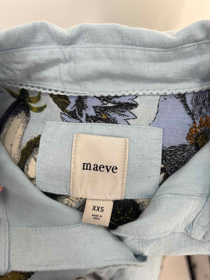 Size XXS MAEVE Blue Print Dress