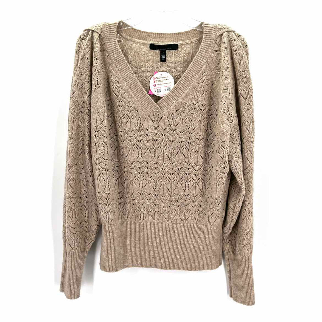 Size L White House Black Market Beige Knit Sweater