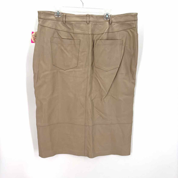 Size 18 ELOQUII Beige Faux Leather Skirt