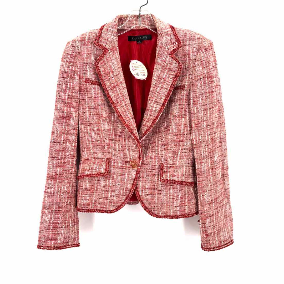 Size 4 Anne Klein Red Tweed Jacket