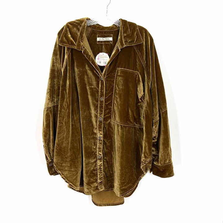 Size L WE THE FREE Gold Velvet Shirt