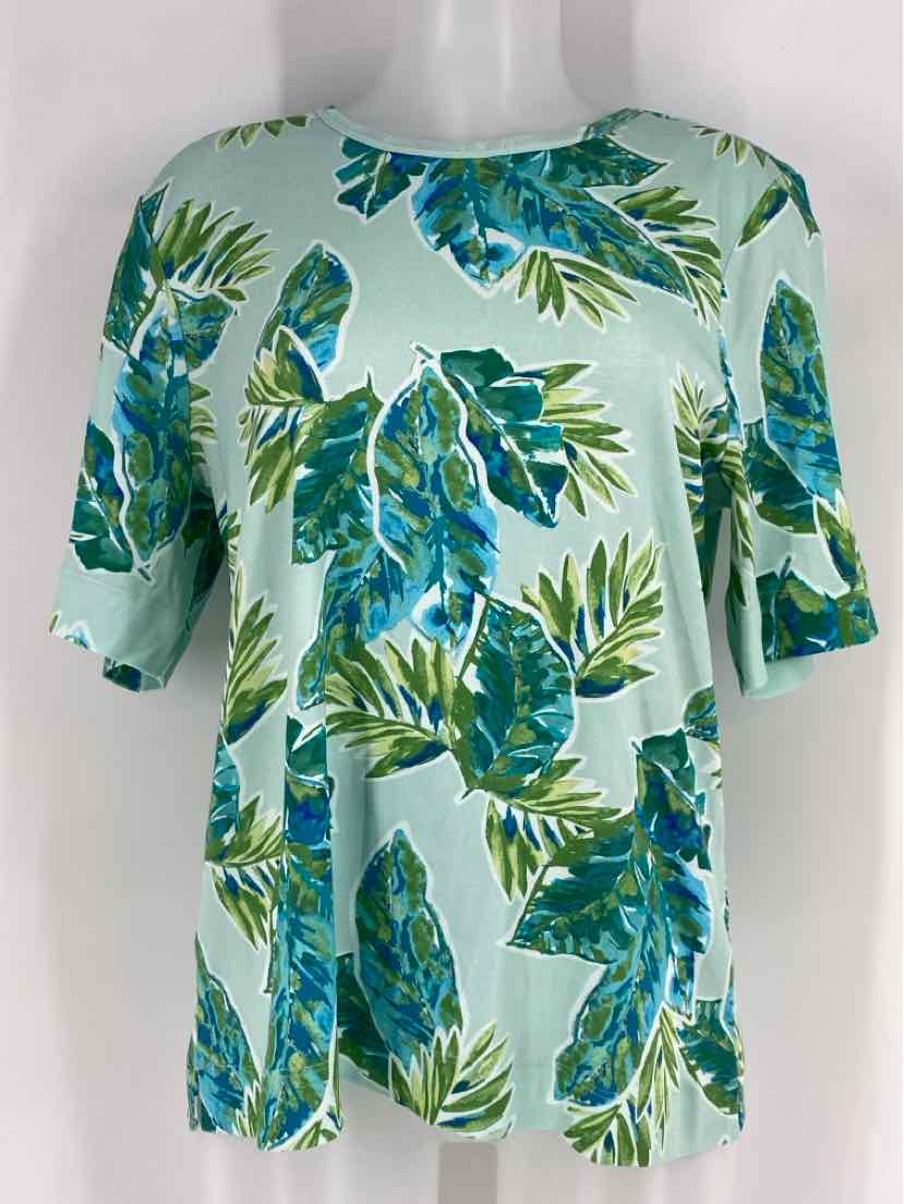 Size L Chico's Green Print Shirt
