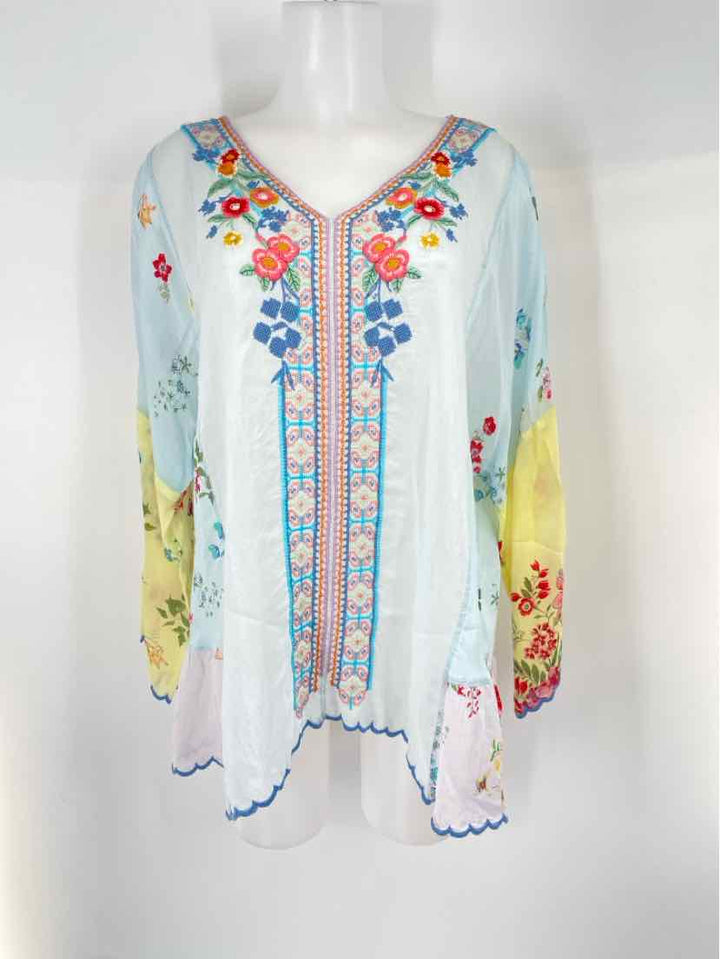 Size L Johnny Was Blue Print Shirt
