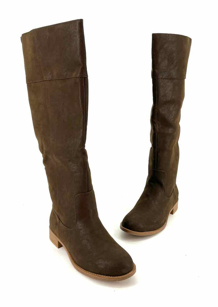 Shoe Size 10 ELOQUII Brown Faux Leather Boots