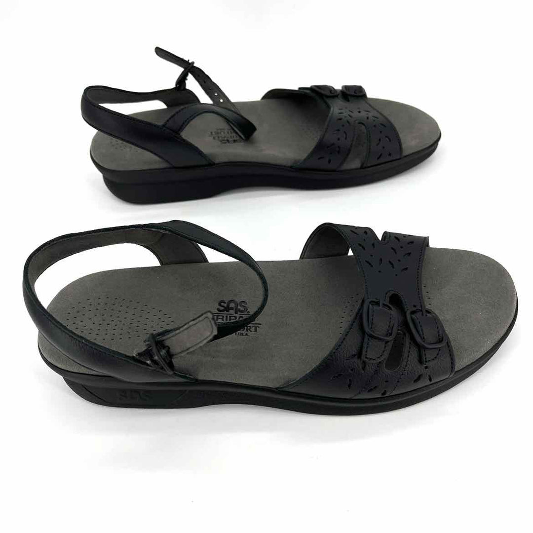 Shoe Size 9 SAS Black Leather Sandals
