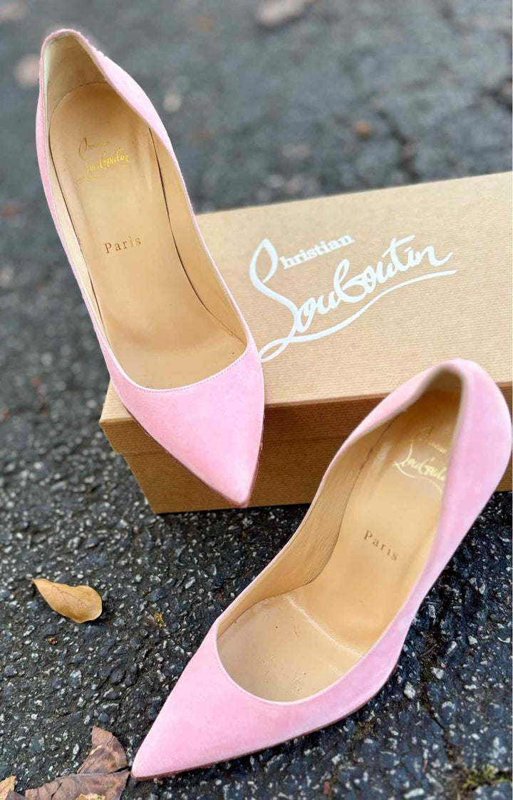 Shoe Size 39 CHRISTIAN LOUBOUTIN Pink Suede Luxury - Heels