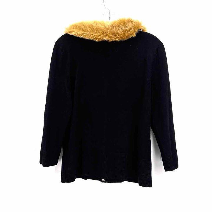 Size XL White House Black Market Black Knit Faux Fur Cardigan