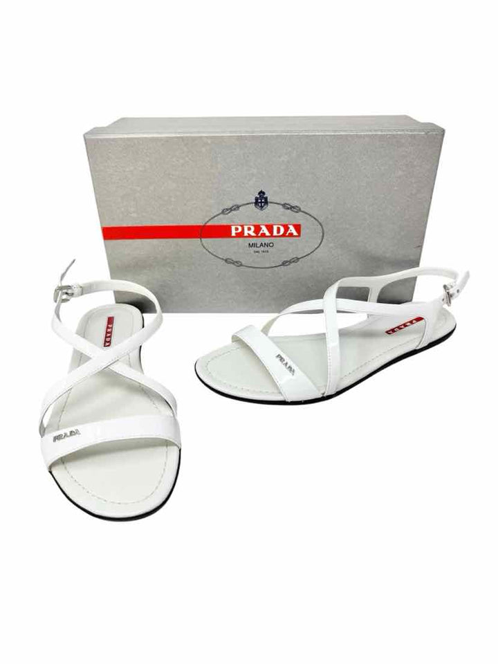 Shoe Size 39 PRADA White Leather Luxury - Sandals