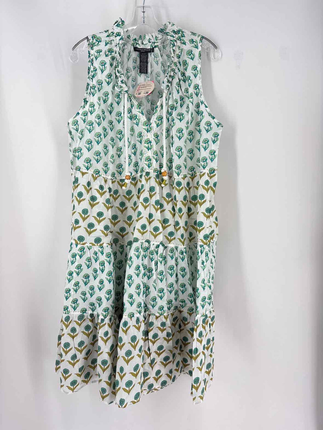 Size 1X CHELSEA & THEODORE White Print Dress