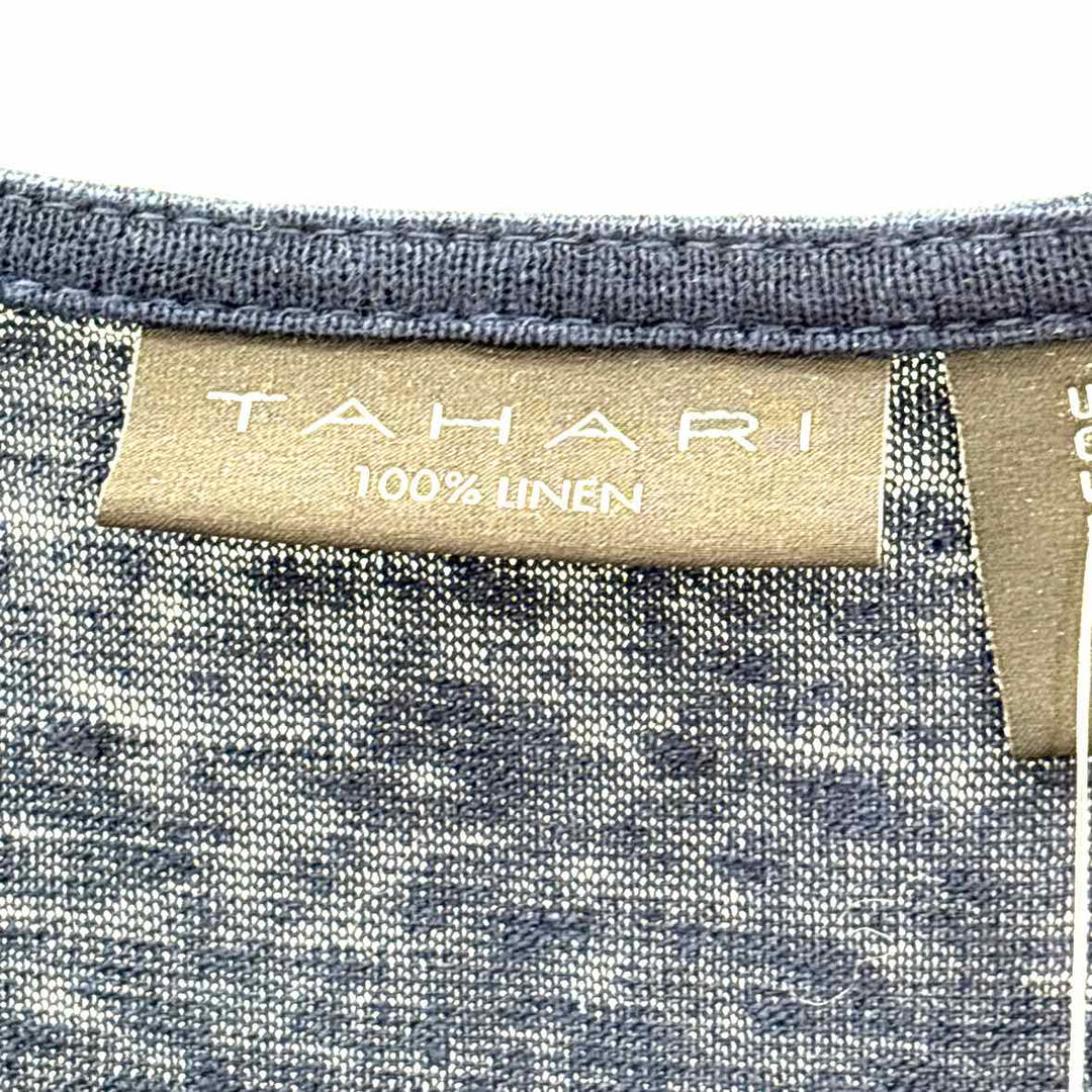 Size M TAHARI Navy Linen Shirt