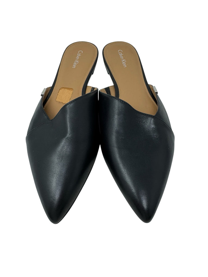 Shoe Size 9 Calvin Klein Black Leather Mules