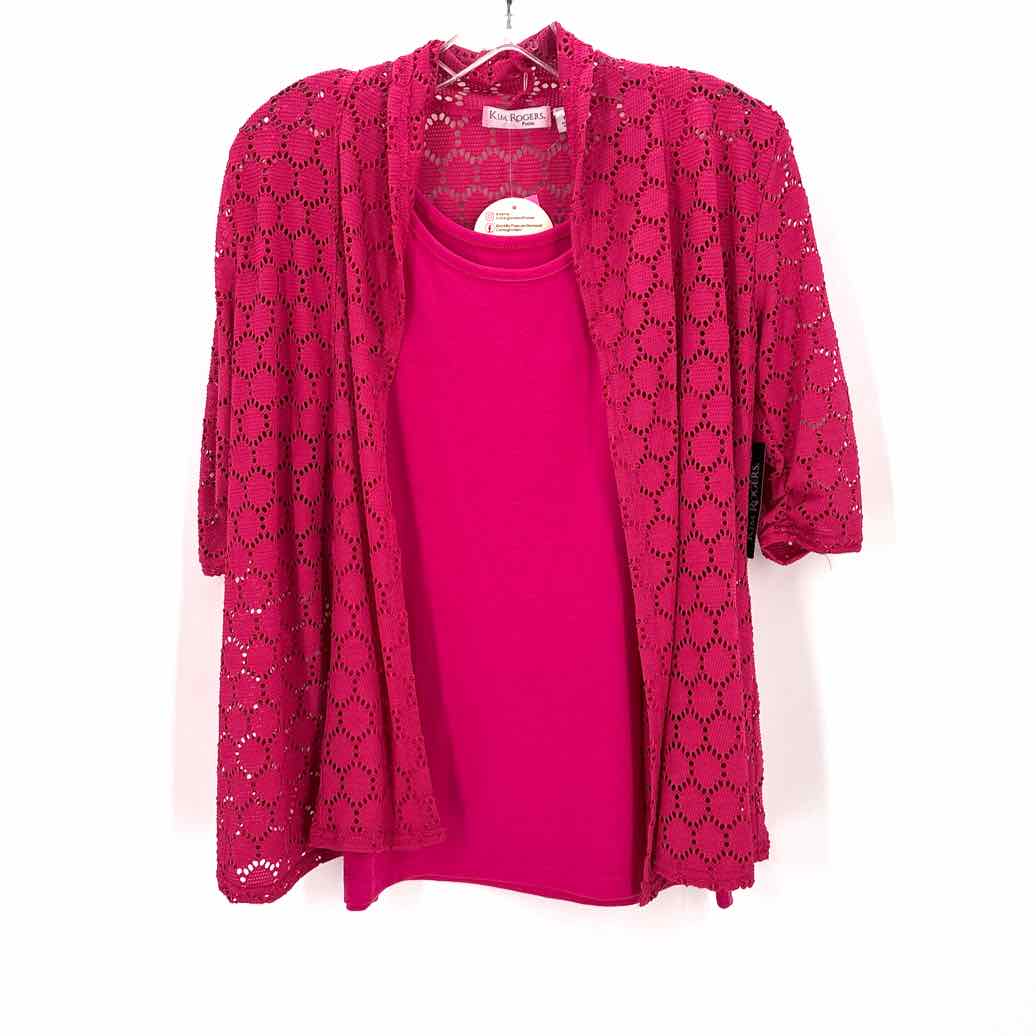 Size S KIM ROGERS Hot Pink Knit Shirt