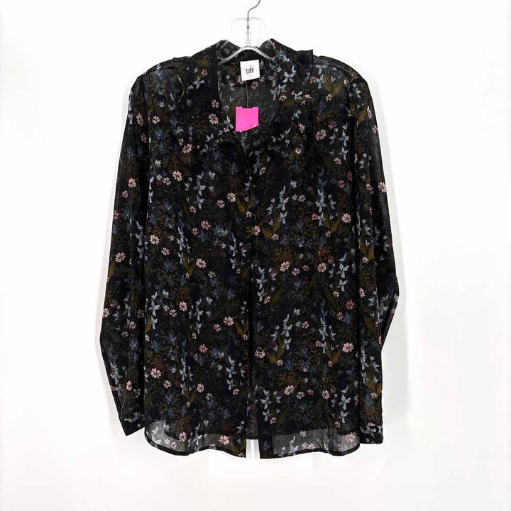 Size L CABI Navy Print Shirt