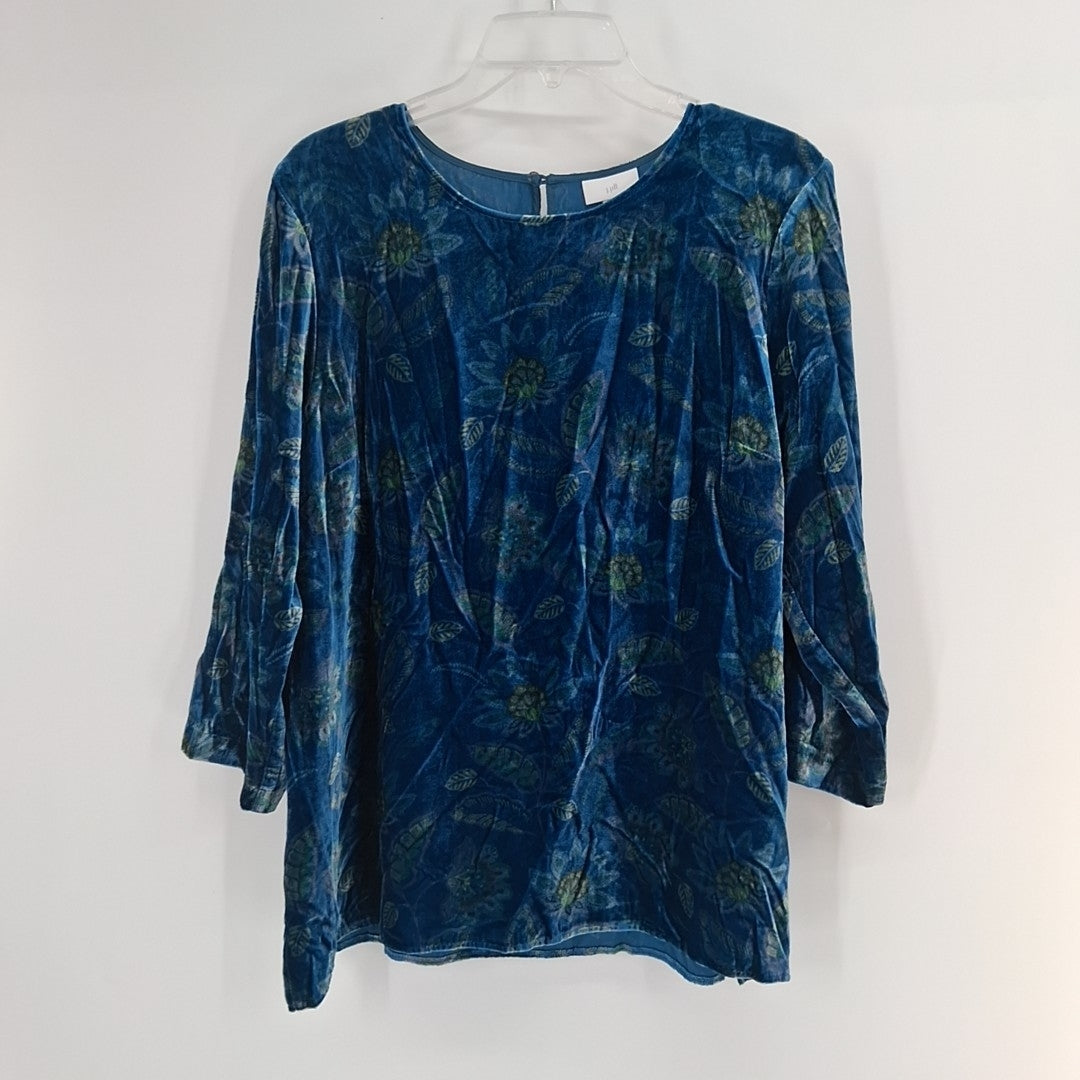 Size L J JILL Blue Velour Sweater