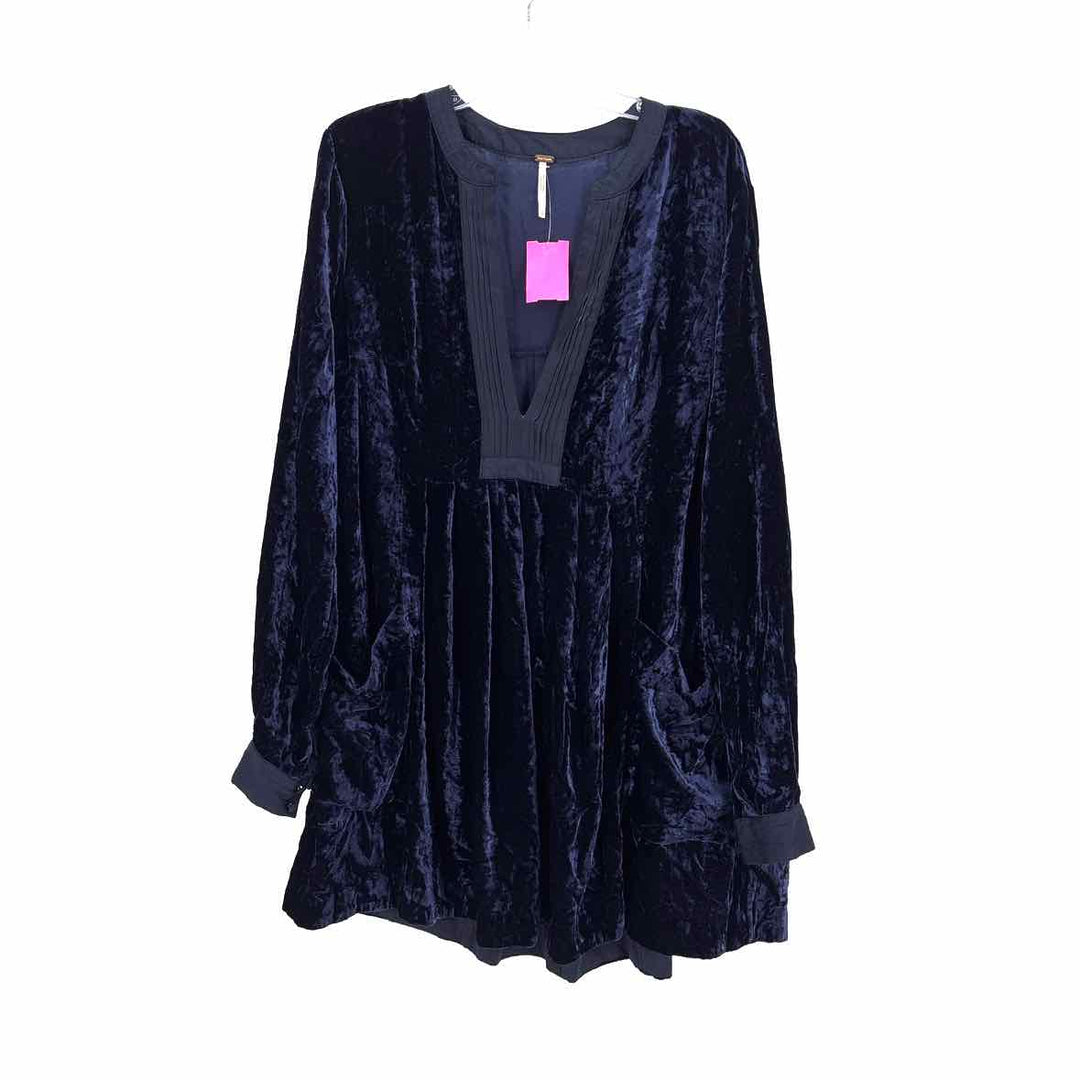 Size S FREE PEOPLE Navy Suede Shirt