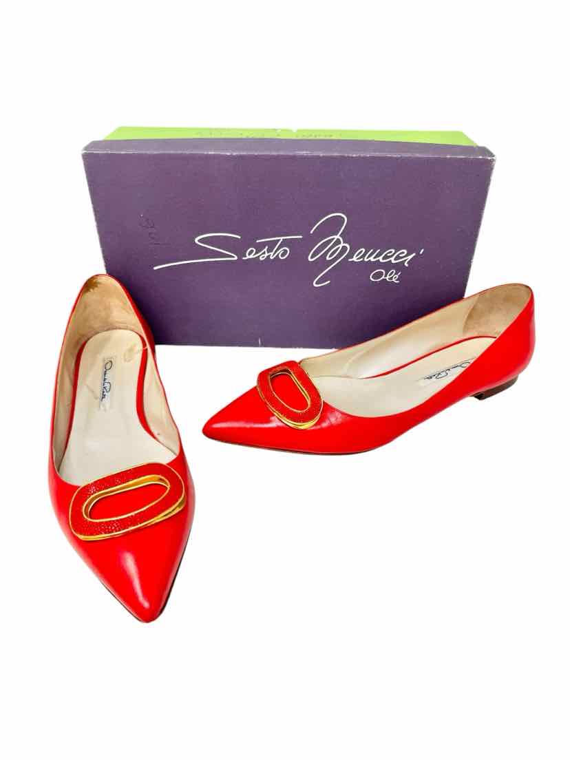 Shoe Size 39.5 OSCAR DE LA RENTE Orange Flats