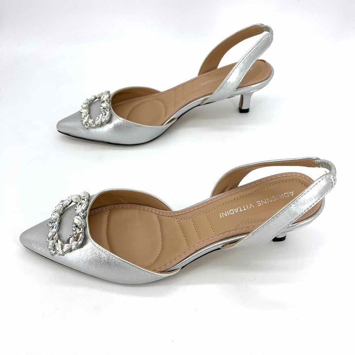 Shoe Size 8 ADRIENNE VITTADINI Silver Pumps