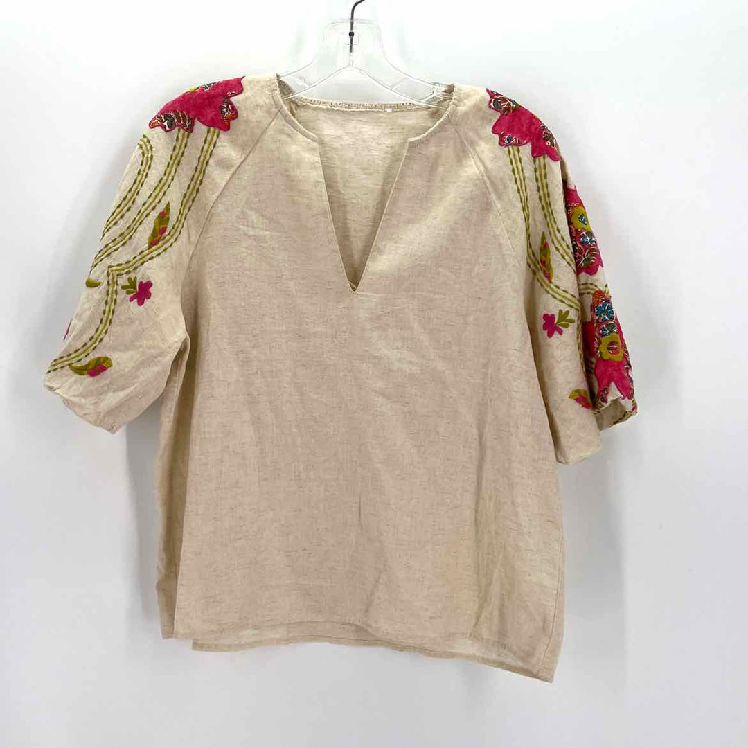Size S Khaki Cotton Linen Shirt