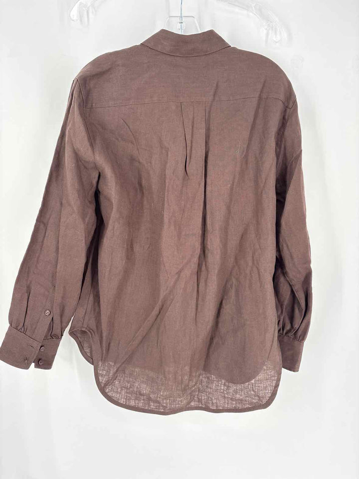Size M RAG & BONE Brown Linen Luxury - Shirt