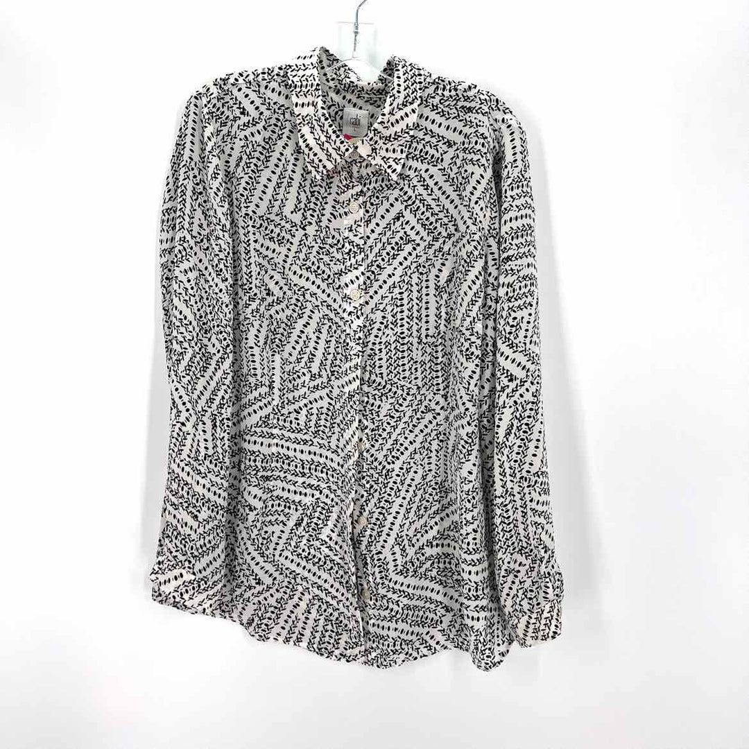 Size L CABI White Print Shirt
