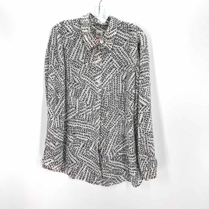 Size L CABI White Print Shirt