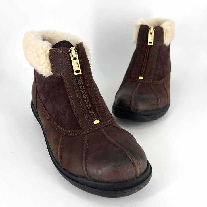 Shoe Size 7.5 Ugg Brown Leather Faux Fur Boots