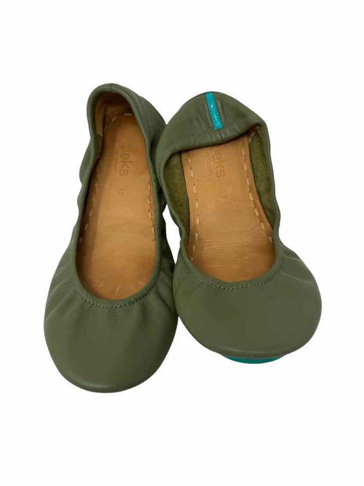 Shoe Size 10 TIEKS Olive Leather Flats
