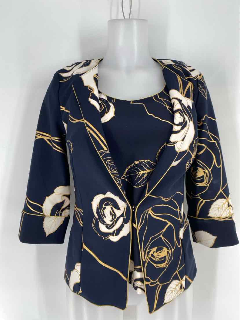Size 6 JOSEPH RIBKOFF Navy Print Jacket