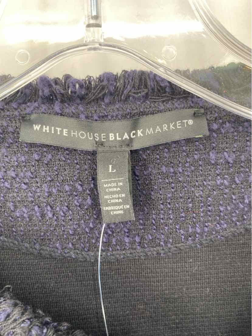 Size L White House Black Market Navy Print Blazer