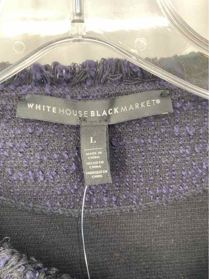 Size L White House Black Market Navy Print Blazer