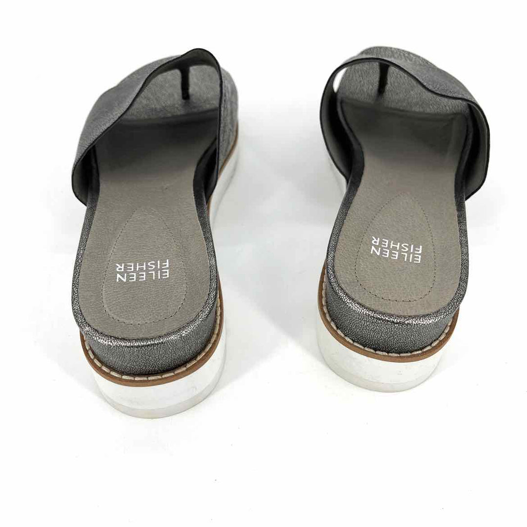 Shoe Size 10 Eileen Fisher Pewter Leather Sandals