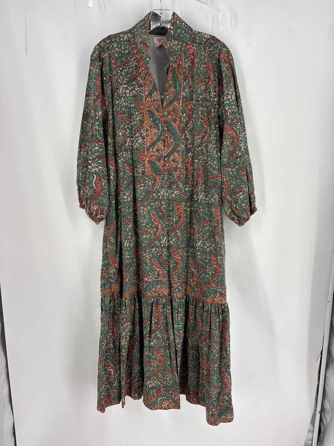 Size L VICTORIA DUNN Green Print Dress