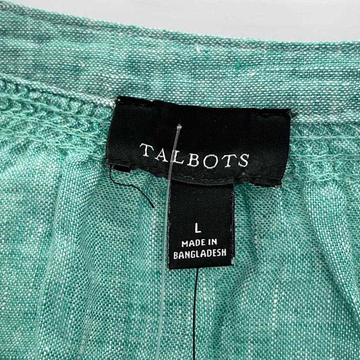 Size L Talbots Green Linen Shirt