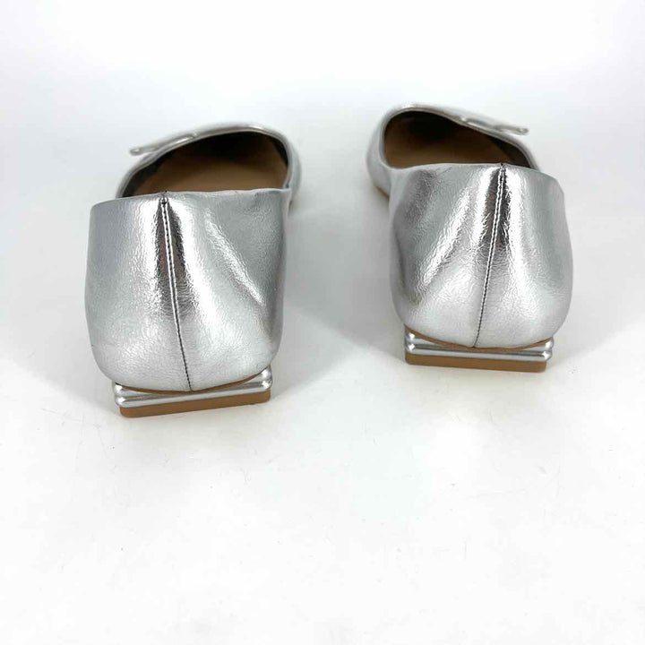 Shoe Size 10 FRANCO SARTO Silver Flats